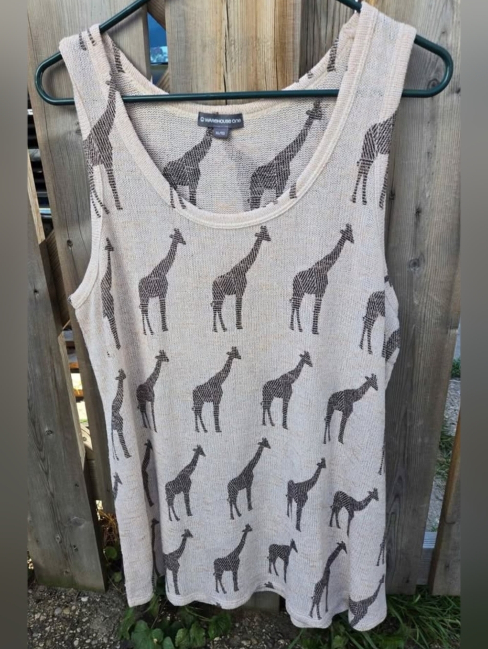 Cream Giraffe Print Tank Top - Picture 2 of 3